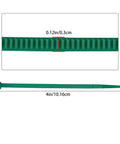 4 Inch 3mm Dark Green Nylon Garden Cable Zip Ties Self Locking Twist Ties shown with measurements, ideal for plants and trellises.