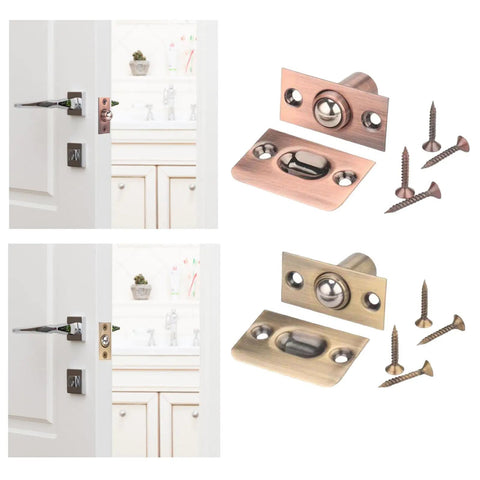 Premium Ball Door Catches Spring Loaded Latches For Closet And Cabinet Keep Doors Shut Super Secure Invisible Brass Finish, set with screws.