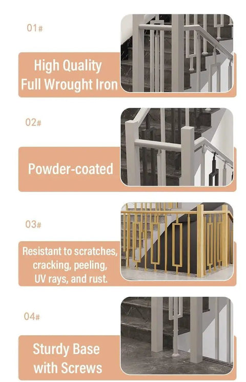 Sick White Banister Rails Featuring Sturdy Stair Spindles And Sleek Handrail Posts for Deck and Porch Mounting, with durable powder-coated finish.