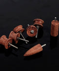 Pointed burnisher slicker and wooden Dremel bits from Premium Rosewood Leather Craft Set for clean edge work.