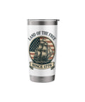 Patriotic 4th Of July Sailboat Stainless Steel Insulated Tumbler, double wall with USA flag design, 'Land of the Free' text