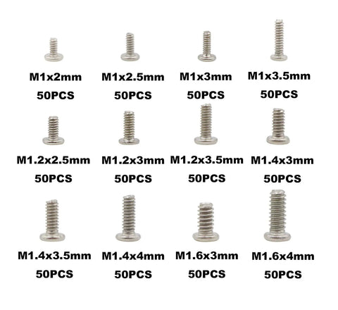 Go To Metric 12 Size Phillips Flat Head Screw Set With Magnetic Ni Plated Steel Handy Tiny Screws Kit Includes M1 M1.2 M1.4 M1.6 Sizes And Mixed Lengths From M1x2mm To M1.4x4mm For Electronics DIY And Small Repairs with labeled screws
