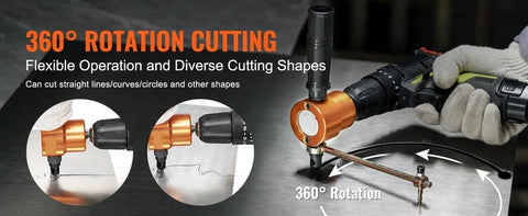 Double Head Sheet Metal Nibbler Cutter Drill Attachment With 360 Degree Cutting And Extra Punch Die for metal work