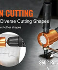 Double Head Sheet Metal Nibbler Cutter for Drill Attachments 360 Degree Nibbler cutting metal with 360-degree rotation display