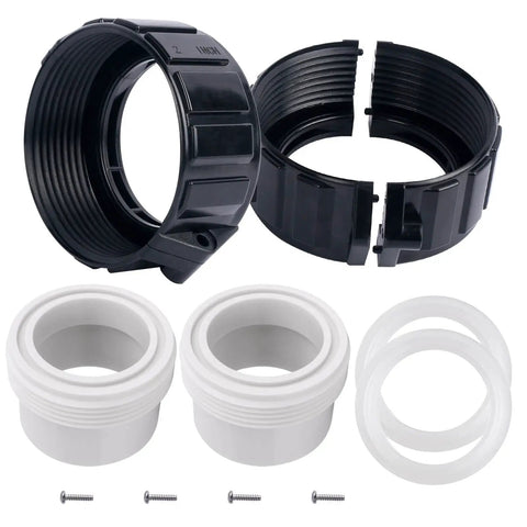 Hot Tub Heater Split Nut Union And Tailpiece 2 Inch Adapter Kit Set Of 2 With Washers for DIY Replacement and Spa Upgrade