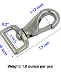 Heavy Duty Trigger Swivel Eye Bolt Snaps Set Of 5 2.9 Inch Large Size Metal Clips for horse blankets webbing belts, zinc alloy