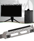 Tough As Nails Low Profile Graphics Card Bracket With Double Displayport And Hdmi Ports For Sapphire Amp Radeon Rx 6400 Lp placed beside a monitor.