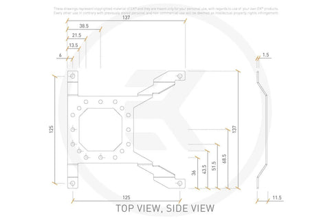 Universal Pump And Reservoir Mounting Bracket For 140mm Hole Pattern Horizontal Or Vertical Mounting Built From 1.5mm Steel dimensions.