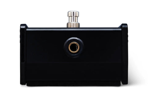 Front view of a Guitar Style Footswitch With Single Latching Action For Effects Pedals, durable, rugged stomper for musicians.