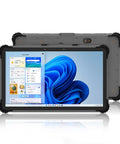 13.3 Inch Heavy Duty Rugged Tablet With Windows 11, Built Like A Tank Intel Core I5 Chip And 8 Gig RAM 256 GB Drive, IP65 Waterproof field workstation with screen showing Windows 11 interface.