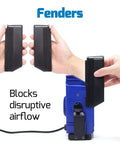 Hands holding fenders of Double Filtration Fume Extractor For Soldering With Helping Hands Adjustable Tilt Angle and Soldering Station