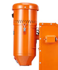 Beast 1.6 HP Dust Collector With Media Reclaimer, 1.8 Gallon Capacity, side view of orange unit for sandblaster cabinets