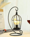 Birdcage Bulb Decorative Lamp Battery Operated 13 Inch Tall Cordless Accent Light With Warm White Fairy Lights Amber Glass Bird