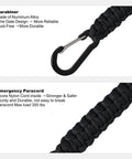 Close-up of Paracord Keychain With Carabiner Clips 3 Pack, Compact D Ring Lanyard For Water Bottle, Hiking, Fishing, And Camping, Everyday Key Organizer For Men, Durable Aluminum Clip, Outdoor Gear Accessory showing aluminum carabiner and woven paracord detail.