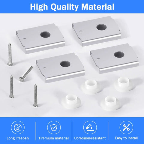 4-Pack Bi-Fold Door Pivot Repair Kit with stainless steel brackets, screws, and guides shown on gray background for 1-3/8 inch doors.