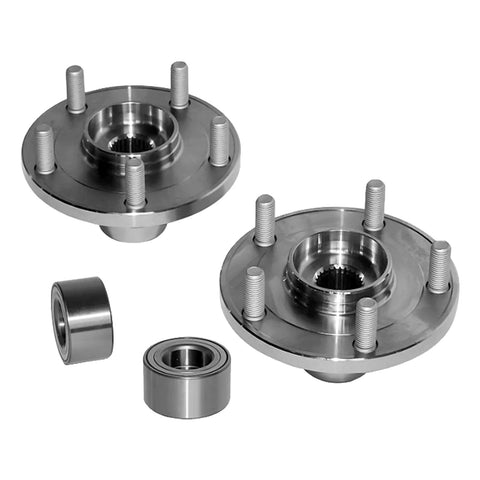 Front Wheel Hub And Bearing Assembly SPK400 Replacement For Toyota Camry Highlander Avalon Venza Sienna Solara And Lexus ES330 ES350 RX330 RX350 3.0L 3.3L And 3.5L No Fuss Easy Install Two Piece Kit, showing two metal hubs and bearings.