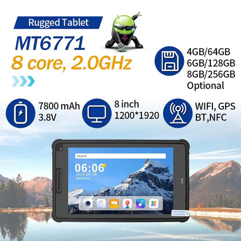Hardcore Rugged Android 11 Tablet With 8GB Ram And 256GB Storage, Industrial Handheld Pc For Warehouse And Field Work, Designed To Crush Any Job And Snag Barcodes Fast, 8 inch display.