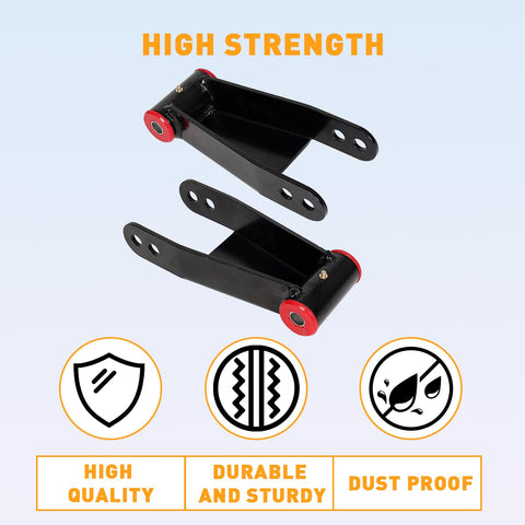Ford F-150 2004-2014 Rear 2 to 3 Inch Lowering Drop Shackles Bolt On Leveling Kit 2WD Adjustable Shackle Pair, High Strength