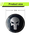 Badass Metal Skull Wheel Center Caps 4 Piece Set Waterproof Self Adhesive Aluminum Hub Covers For Your Rig Universal Black Rim Accessories Bold Ride Upgrade showing 2.2 inch size.