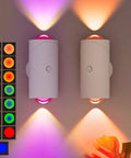No Fuss Rechargeable Motion Sensor Lights Indoor With Magnetic Rgb Wall Sconces Auto On Off Night Light For Closets Hallways And Steps Plug And Play Vibe Sweet No Sweat Setup 2 Pack Solid Build with colorful RGB light patterns.