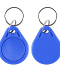 Two blue key cards from PN532 NFC RFID Module Kit With I2C And SPI For Arduino Raspberry Pi And DIY Android Apps Plug And Play.