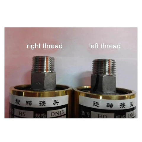 DN40 Two Way Rotating Joint For Water Air And Oil showing right and left thread fittings on industrial rotary union