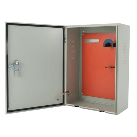 Built Like A Tank Wall Mounted EV Charger Armor Box with Combo Lock, open view showcasing interior design and orange back panel.