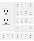 Thirty Pack 15 Amp Decorator Receptacle Outlet With Screwless Wall Plate Included, 15A 125V 1875W UL Listed White