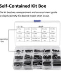 Watris Veiyi 140-piece parallel square shaft key set in clear plastic kit box with black metal keys, front view