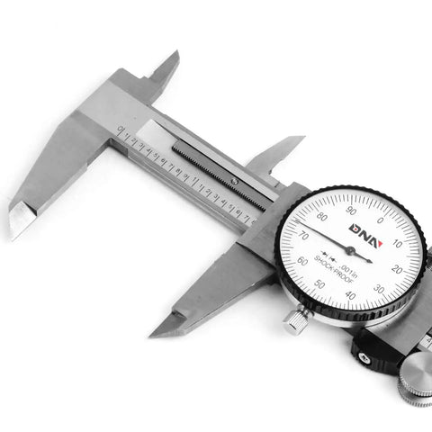Pro Grade Stainless Steel Dial Caliper 6 Inch Measuring Micrometer, shockproof design, with lockable head and precise 0.001 inch readings