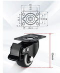 Heavy Duty Silent Caster Wheels With Reliable Brakes Smooth Rolling Universal Swivels For Carts And Furniture No Slip Locking Levers Clean Black Finish Easy Swap Setup Rock Solid Design dimensions and profile view