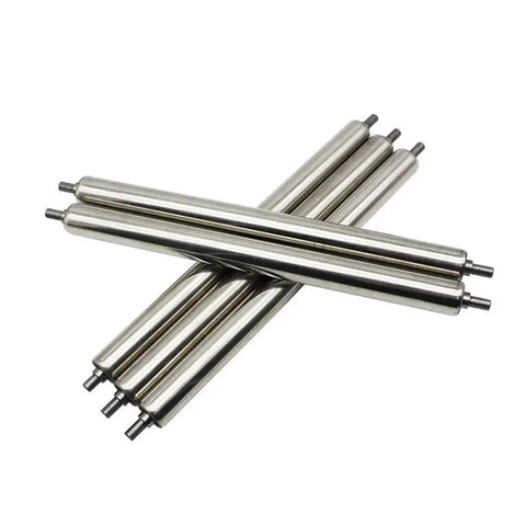 Heavy Duty 4 Pieces Stainless Steel Non Power Shaft Belt Conveyor Roller Kit for Smooth Manual Handling, showing 50mm diameter rods.