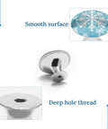 Heavy Duty Stainless Steel Round Cabinet Knobs And Slick Snowflake Drawer Pulls Built Tight For Daily Grind Kitchen And Closet Tasks Durable One Point One Inch Hardware Set Includes Two Pieces, featuring smooth surface and deep hole thread.