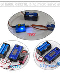 4 Cell 6V AA Battery Holder Case Cover Storage Box With 2P FUT J Plug Connector For Flysky Receiver RC 9G Micro Servo Tester Pack Of 4 Great For RC Projects And Stable Power Supply On The Go shown with micro servo testers for fs90r, ds3218, 3.7g