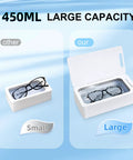 Slick Ultrasonic Jewelry Cleaner Machine With Four Hundred Fifty Milliliter Tank and Three Timer Modes showing large capacity cleaner with glasses.