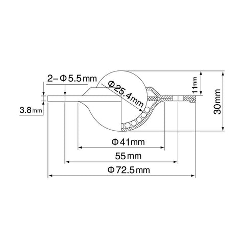 Technical diagram of Heavy Duty 1 Inch Ball Transfer Bearings Set Of 6 With 360 Degree Rotation 2 Hole Flange Mount Carbon Steel Caster Rollers.