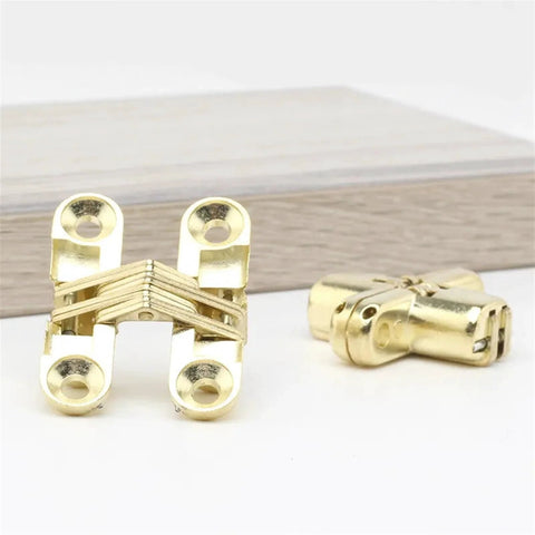 Two Piece Folding Table Zinc Alloy Gold Cross Invisible Hinge Dining Table Hardware Set 180 Degree Hidden Hinge White Finish 2 Pack Durable Construction