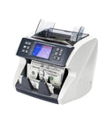 Heavy Duty Smart Bill Counter Machine With Uv Mg Ir Fake Cash Detector Mix Value Multi Currency Auto Denomination Check And Double Cis Sensor For Straight Up Fast Legit Verification Bank Ready displaying counted bills.
