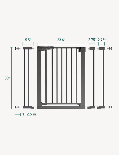 Auto Close Baby Gate For Doorways And Stairs 26 To 40 Inch Pressure Mounted No Drill Safety Gate with dimensions