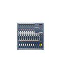 Top view of EPM8 8 Channel Live Sound Mixer with Dual Aux Buses, XLR and 1/4 Inch Jack Sockets, RCA Stereo Playback and Recording I/O