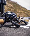 Laguna LT Spinning Reel 3 Plus 1 Ball Bearings 5.3 to 1 Gear Ratio with Auto Tournament Drag and Digigear Tech, mounted on a fishing rod.