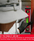 Person using 10 Inch Digital Level And Protractor With IP54 Inclinometer, Large LED Backlight Display for precise angle measurement