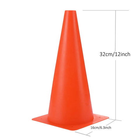 12 Inch Traffic Training Sports Cones 10 Pack Or 24 Pack Orange Safety Markers For Soccer And Basketball Drills Indoor Outdoor Practice Boundaries Game Day Setup Party Decor Multipurpose LDPE High Visibility Fluorescent Orange