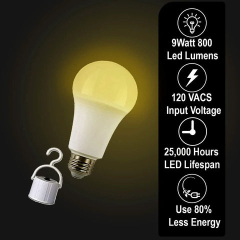 9W Warm White LED Emergency Light Bulb With Battery Backup 850 Lumens 120V AC 4 Pack Auto On When Blackouts Hit E26 Socket