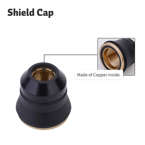 Shield cap for 45 Piece Plasma Cutting Torch Tip Nozzle Set For PT60 IPT60 PT40 IPT40 Series with copper interior