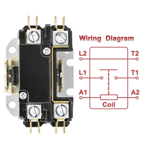 40 Amp 1 Pole Definite Purpose Contactor With 24V AC Coil Heavy Duty HVAC Replacement For C140A Models UL Listed with wiring diagram