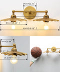 Two-Head Brass Wall Sconce Light With Flower Design Vintage Mid Century Style Vanity Lamp For Bathroom And Kitchen above mirror