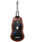 Silent Practice Headphone Amp for Electric Guitar and Bass with Rechargeable Battery, 5 Effects visible on wooden design.