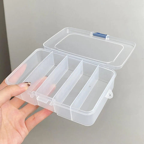 Clear See Through Plastic Storage Box For Cosmetics And Tiny Tools Handy Portable Organizer For Makeup Jewelry Screws Hardware Fishing Tackle And Craft Accessories Compact 5.5 By 3.5 By 1.3 Inch in hand