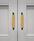 Solid Wood Long Cabinet Handles For Wardrobes And Kitchen Drawers Built Tough With Aluminum Wood Blend 96mm Hole Spacing Black